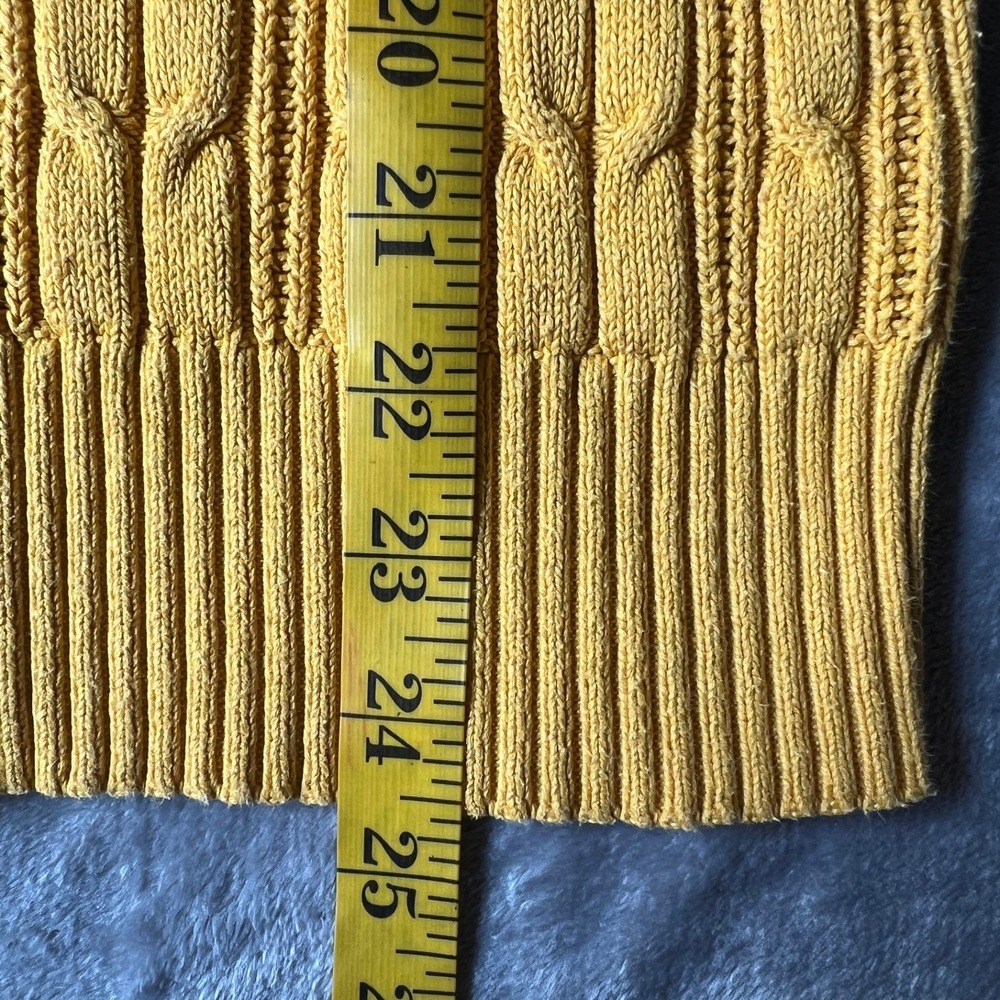St Johns Bay Womens Mustard Yellow Cable Knit Crew Neck Sweater Size Small - Picture 6 of 9